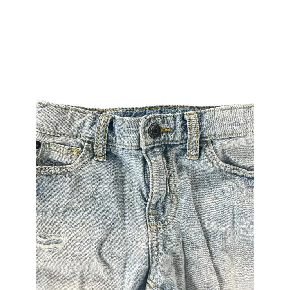 Cat & Jack Girls Light Wash Blue Distressed Denim Jean Shorts Youth Size 5